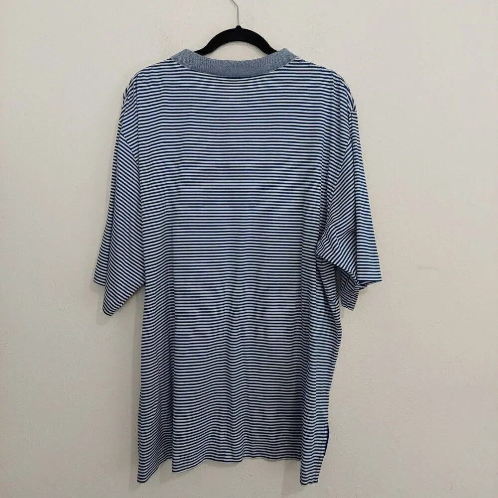 Ralph Lauren Polo Golf White Blue Striped Mens Short Sleeve Polo‎ Shirt Size XXL